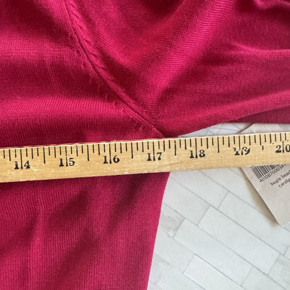 NWT $99 Coldwater Creek Red Silk Beaded Velvet Cardigan Sweater Sz S Holiday - Picture 7 of 9